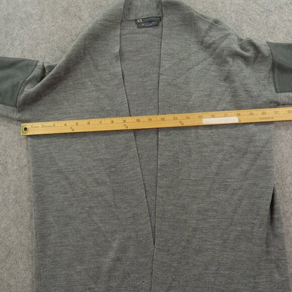 AX Armani Exchange Cardigan Sweater Womens Medium Gray Wool Leather - Picture 8 of 16
